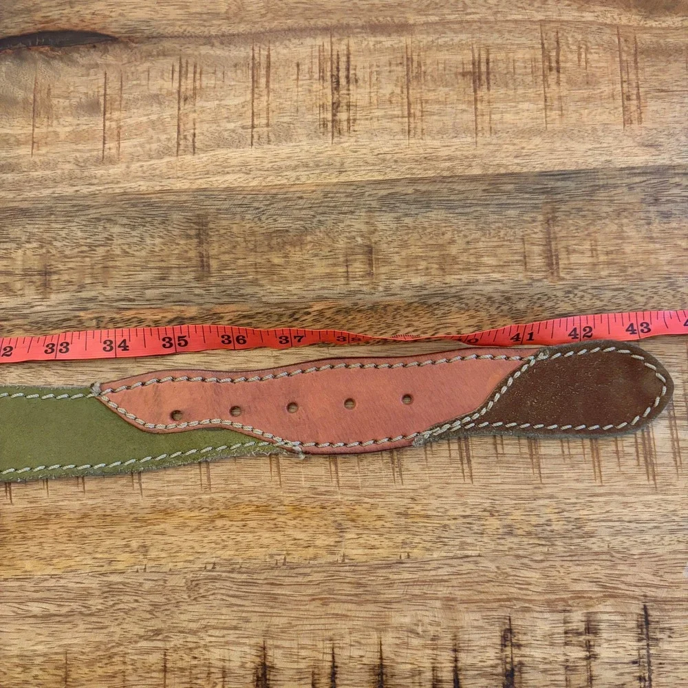 Vintage Lucky Brand Y2K Patchwork Leather Belt Womens M Boho Western Eclectic